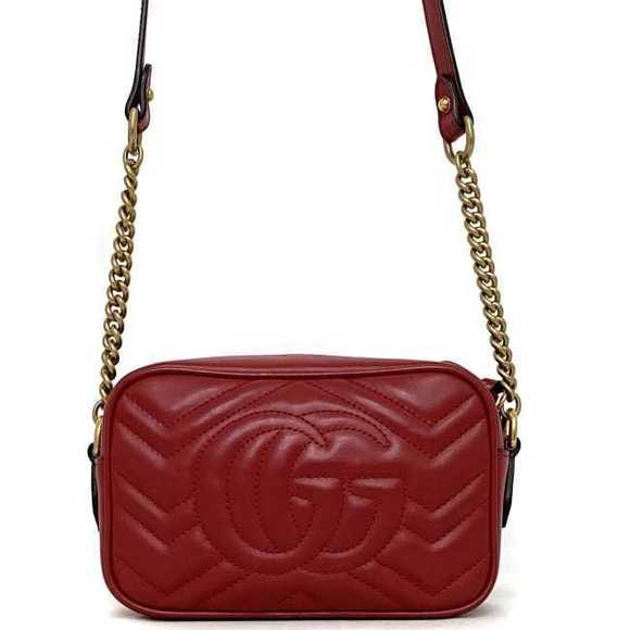 Gucci Marmont Mini Shoulder Bag Leather Red - Picture 4 of 10